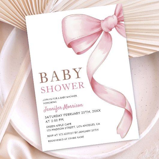 Roze Baby shower Uitnodiging