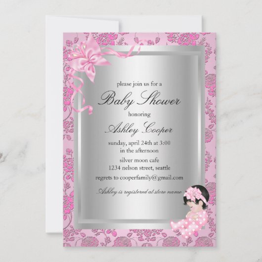  Roze Baby shower Uitnodiging (Voorkant)