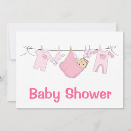 Roze Baby shower Uitnodiging