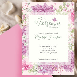 Roze Baby Shower Uitnodiging Kleine Wilde Bloem