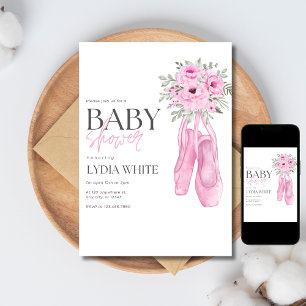 Roze Baby shower uitnodiging Minimalistisch Baby s