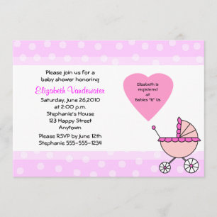 Roze Baby shower Uitnodiging tot vervoer