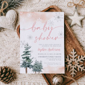 Roze Baby shower Uitnodiging, Winter Baby shower Kaart