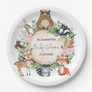 Roze Baby shower van bosrijke bossen Papieren Bordje