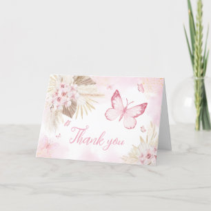 Roze Baby shower van Butterfly Bedankkaart