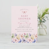 Roze Baby shower van Butterfly Kaart (Staand voorkant)