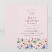 Roze Baby shower van Butterfly Kaart (Voorkant / Achterkant)