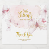 Roze Baby shower van Butterfly Sparkling Wijnetiket (Enkel label)