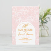 Roze Baby shower van Daisy Girl Kaart (Staand voorkant)