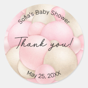 Roze Baby shower van de luchtballon Ronde Sticker