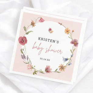 Roze Baby shower van de voorlente van wilde bloeme Servet