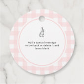 Roze Baby shower van Gingham Bunny Rabbit Bedankjes Labels (Achterkant)