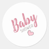 Roze Baby shower van het hart Ronde Sticker (Voorkant)