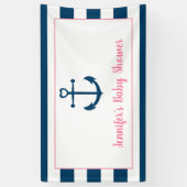 Roze Baby shower van het meisje van de marine Spandoek (Verticaal)