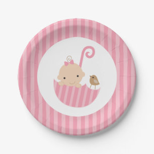 Roze Baby shower van het Meisje van de Umbrella Papieren Bordje