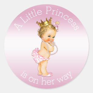 Roze Baby shower van Little Princess Pearls Ronde Sticker