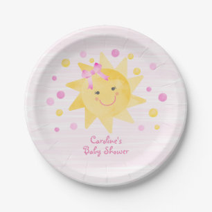 Roze Baby shower van zonneroze geel Papieren Bordje