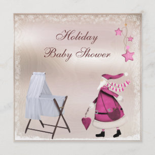 Roze Baby shower voor feestdag in de kerstman en h Kaart