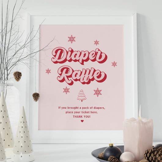 Roze Baby shower voor kerstmis Poster