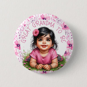 Roze Baby shower voor meisjes   Oma om te zijn Ronde Button 5,7 Cm