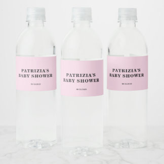 Roze Baby Shower Waterfles Etiket