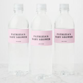 Roze Baby Shower Waterfles Etiket
