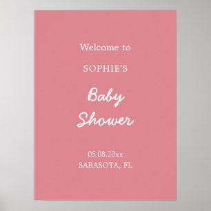 Roze Baby Shower Welkom Poster