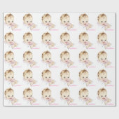 roze Baby showers inpakpapier (Vlak)
