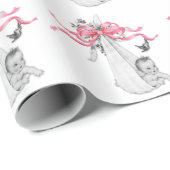 roze Baby showers inpakpapier (Rol Hoek)