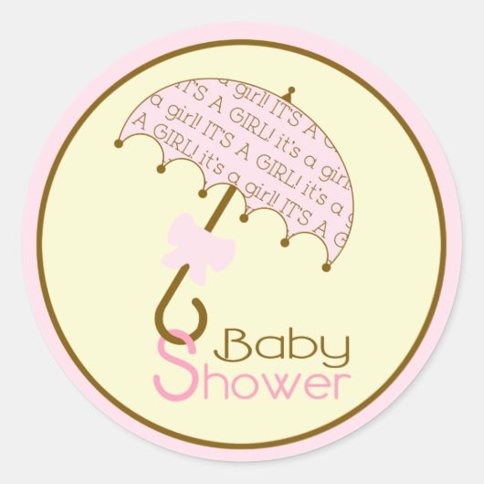 Roze Baby showers paraplu Sticker (Voorkant)