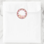 Roze Baby showers Sticker met Baby floral (Tas)