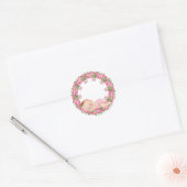 Roze Baby showers Sticker met Baby floral (Envelop)