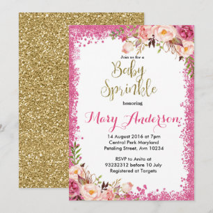 Roze Baby Sprinkle Invitations Meisje Kaart