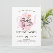 Roze Baby Sprinkle Tea Party Waterverf Kaart (Staand voorkant)
