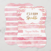 Roze Baby Sprinkle Uitnodigingen voor een Baby Gir (Voorkant / Achterkant)