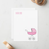 Roze Baby Stroller | Flatte dank - Kaarten voor op Notitiekaartje (Voorkant / Achterkant in situ)