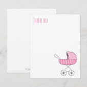 Roze Baby Stroller | Flatte dank - Kaarten voor op Notitiekaartje (Voorkant / Achterkant)