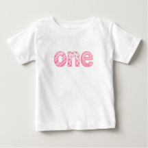 Roze baby T-shirt met patroon voor 1e verjaardag