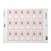 Roze Baby Teddy Bear op Book Gift Bookplate Label (Full Sheet)