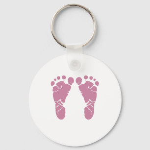 Roze baby voetafdrukken sleutelhanger