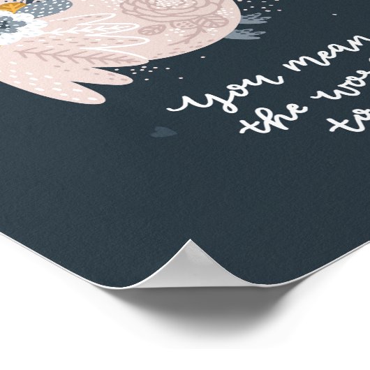 Roze Baby vogel roze kinderkamer Poster | Baby Bir (Hoek)