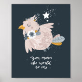 Roze Baby vogel roze kinderkamer Poster | Baby Bir (Voorkant)