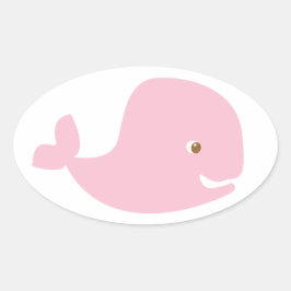 Roze Baby walvis - Het is een meisje Ovale Sticker
