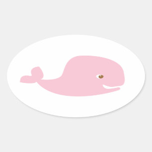 Roze Baby walvis - Het is een meisje Ovale Sticker