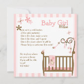 Roze Baby Wieg Kaart (Voorkant)