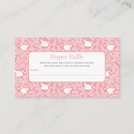 Roze Baby zwanen luier loterij Informatiekaartje (Voorkant)