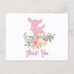 roze babyhertje, babyshower bedankkaart briefkaart