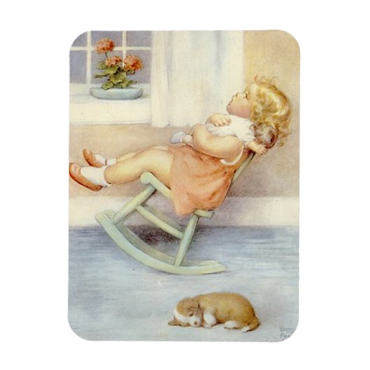 Roze babyjurk schommelstoel  magneet (Verticaal)