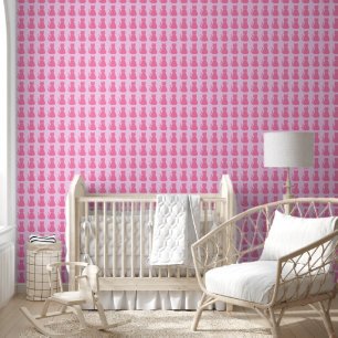 roze babykleerkat behang