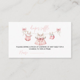 Roze babykleren meisje luier raffle baby shower informatiekaartje